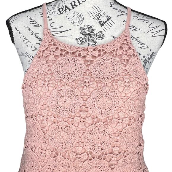 Doe & Rae MEDIUM Keyhole Back Crochet Lined Top Sheer Back Tunic Top Dress - Picture 6 of 12